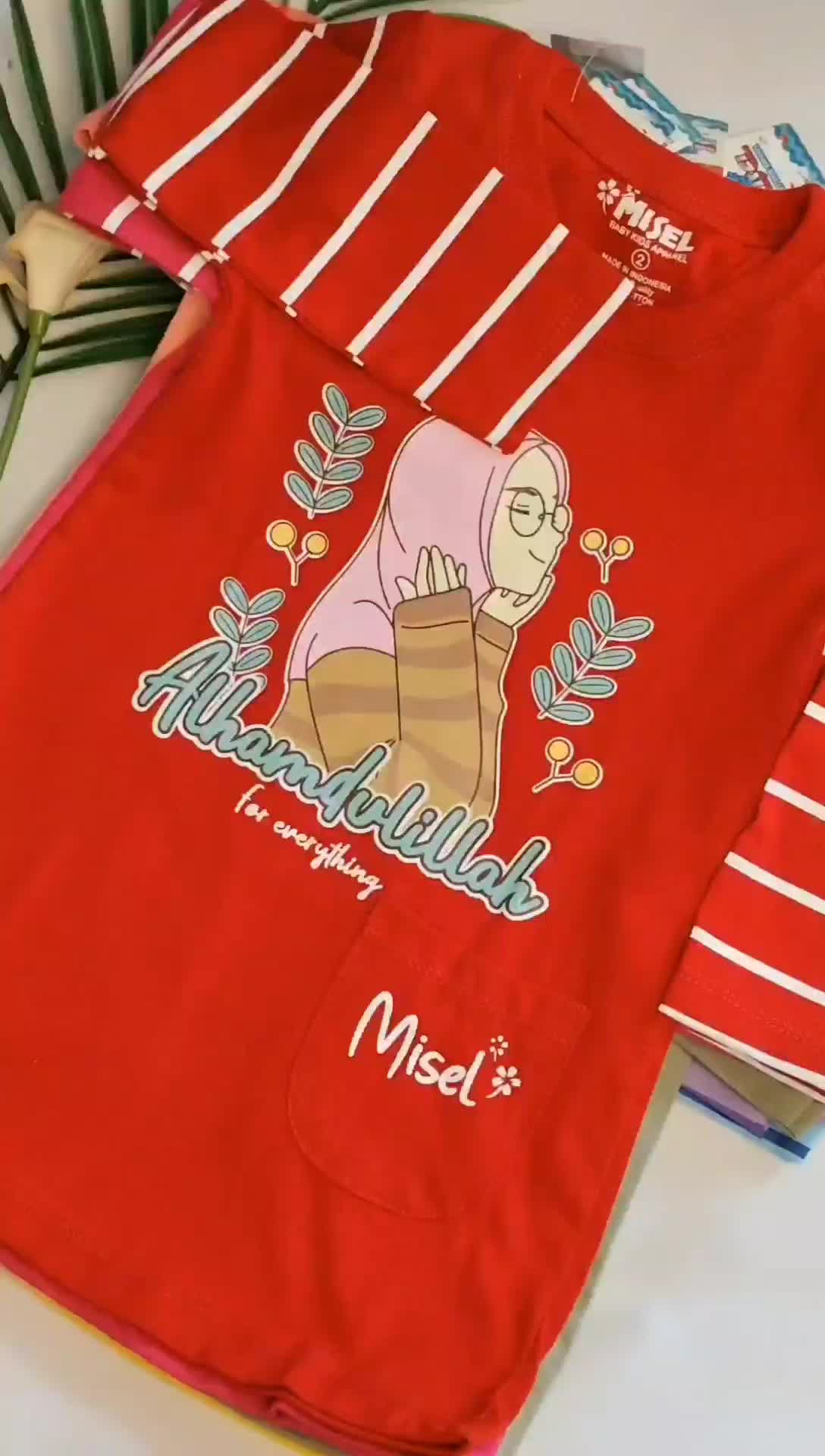 Kaos Tunik Misel Anak Perempuan Lengan Panjang (3-10) thn Bahan Tebal & Lembut Cotton Soft