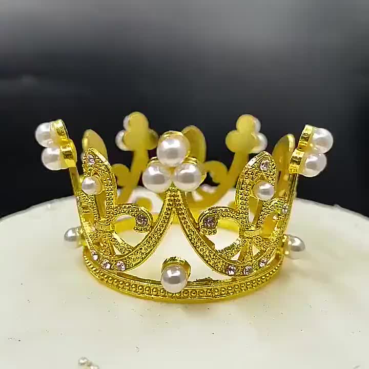 1PCS Mini Mahkota Mutiara Kue Ulang Tahun Dekorasi Anak Hiasan Ornamen-Bellamy's Cake