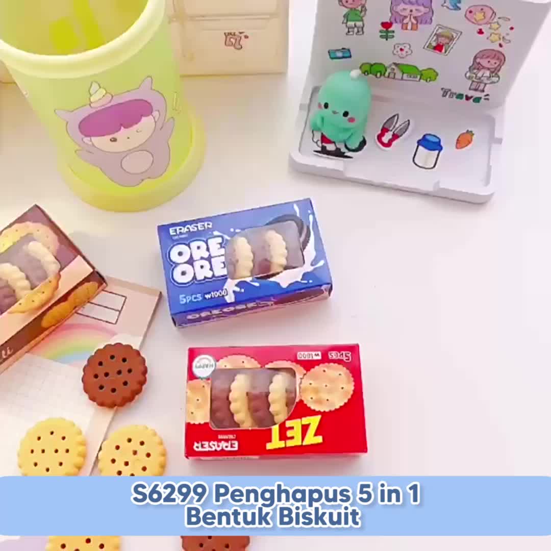 BISA COD S6299 Penghapus 5 in 1 Bentuk Biskuit / Eraser Pensil Motif Cookies Stationery