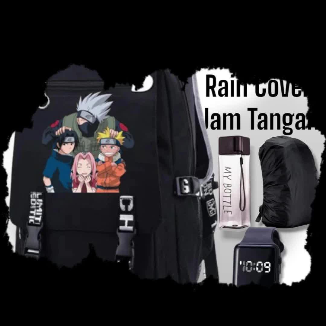 BSS - TAS SEKOLAH ANAK SD LAKI LAKI PEREMPUAN ANIME NARUTO SHIPPUDEN KAKASHI SASUKE TAS RANSEL ANAK KARAKTER FASHION KEKINIAN TAS ANIME FREE JAM LED 4IN1 BANYAK BONUSNYA
