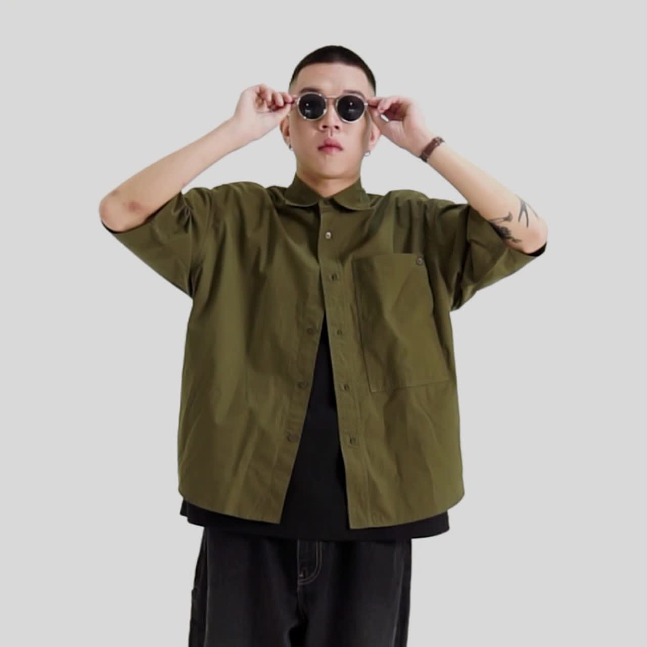 Noforty Project Oversize Short Shirt Kaza Army