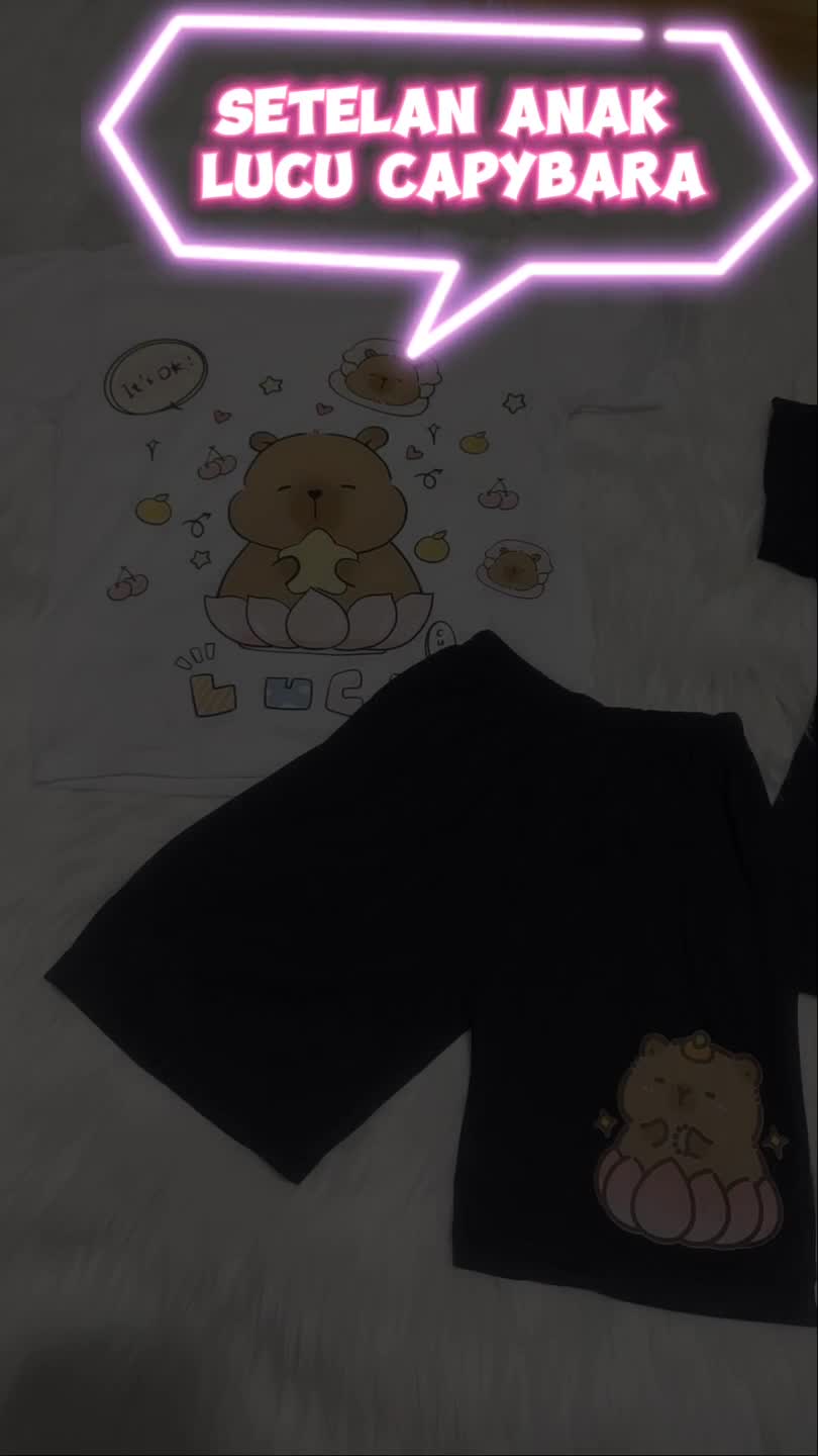 Setelan Anak-anak Laki-laki dan Perempuan Gambar Lucu Capybara Fashion Pakaian Celana Kaos Distro