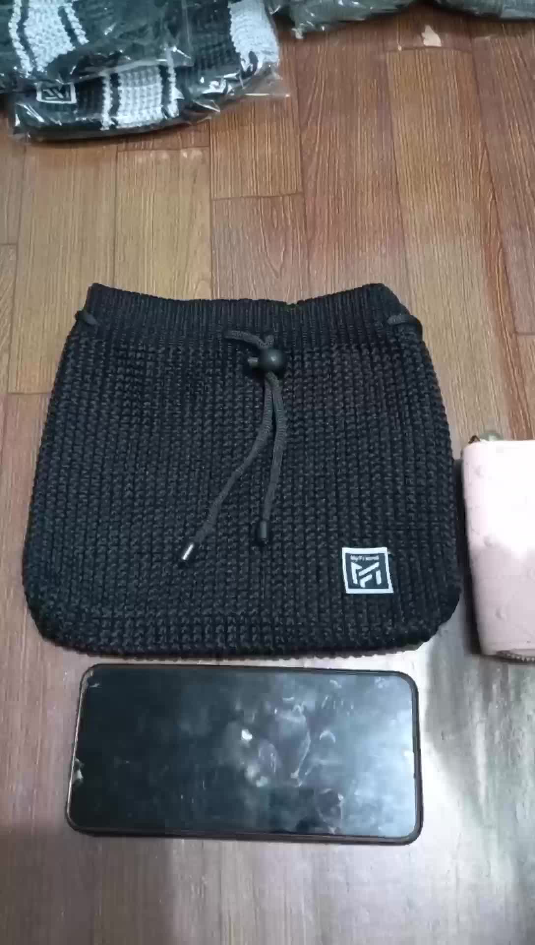 Tas Rajut Selempang Wanita Serut Lebar Anyaman Muat Hp Dompet motif polos