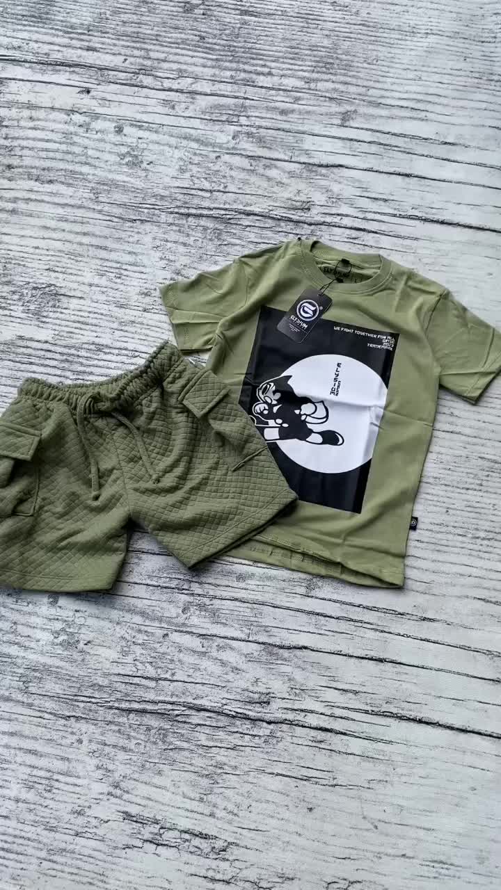 Setelan Kaos Anak Celana Pendek ElysiumKidsWear Bahan Diamond Knitt Laki-Laki Perempuan Katun - Fashion