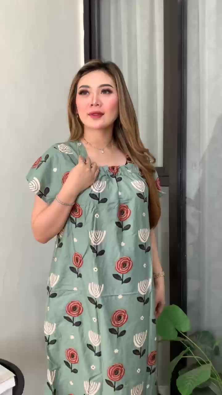 Daster Rayon Fuji Jumbo Ld 110 Kekinian Busui Karet Depan Lengan Pendek Motif Chika