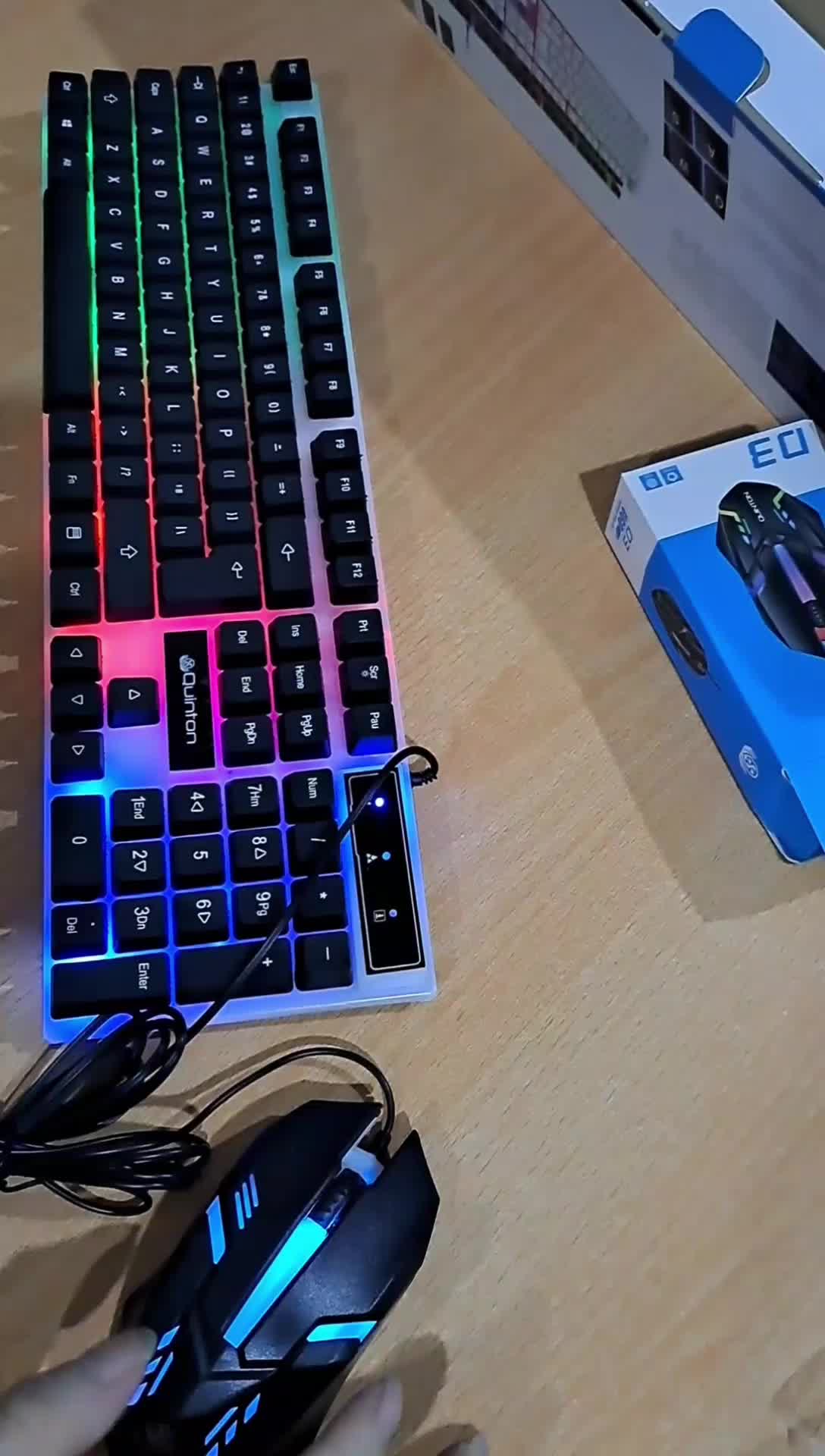 Quinton Keyboard Combo Mouse Set USB kabel Gaming full size 104key untuk pc laptop Led Lampu Computer Plastic Komputer keyboard  usb
