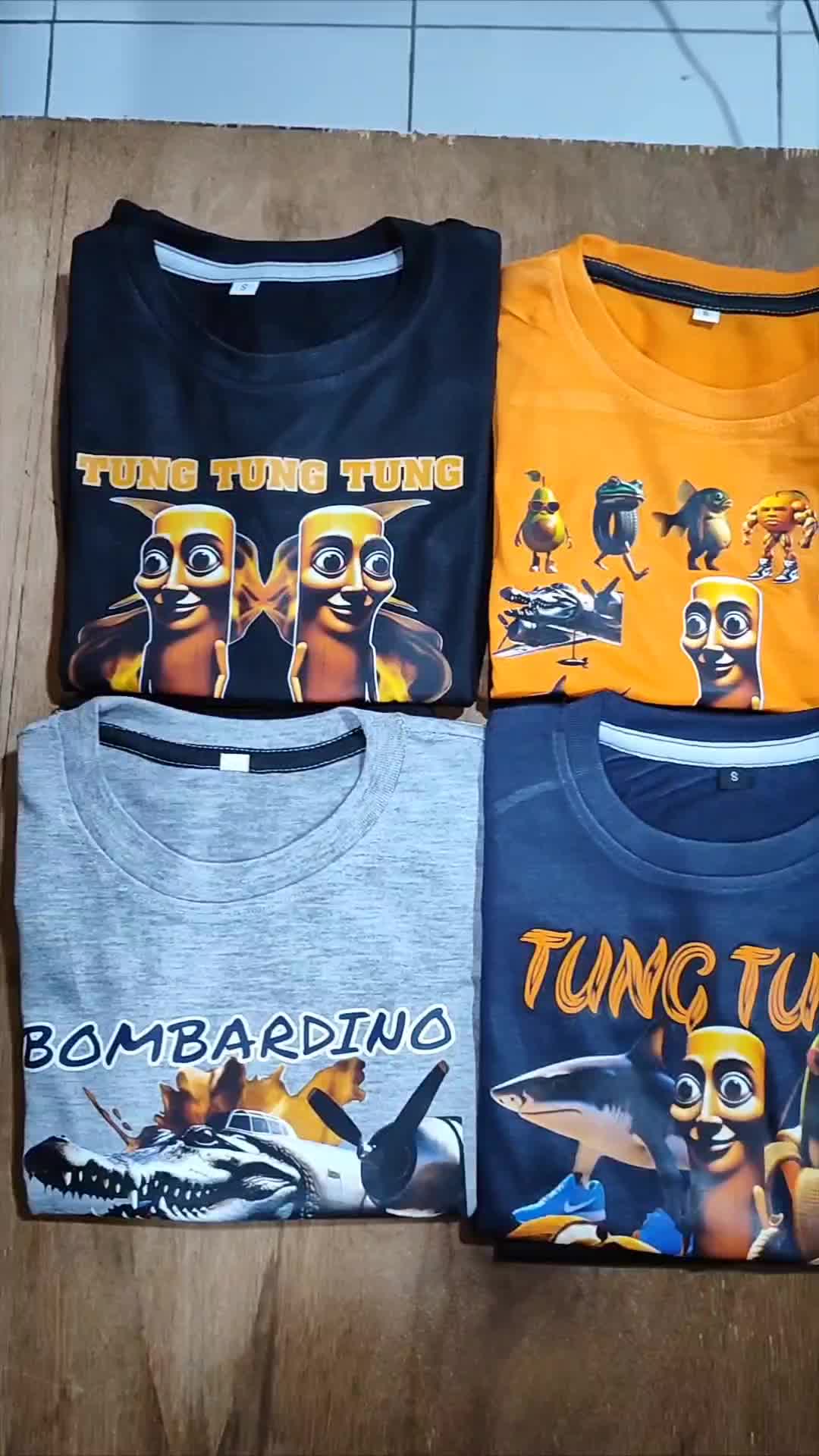 Setelan Anomali Baju Santai Kaos Anak Laki Laki Karakter Tung Tung Sahur Family Lucu Harian S - XXL