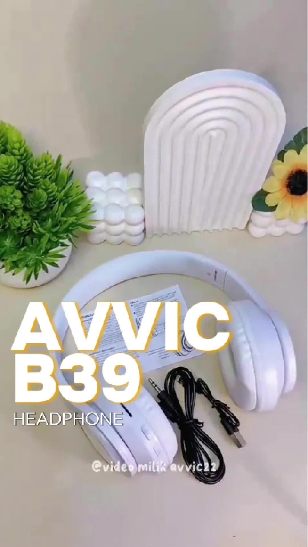Avvic B39 Headphone Bluetooth 5.3 Wireless Headset Hifi Sound RGB Light TF Support Black Green Pink Red Blue Black White Yellow Biru Earphones Merah Ponsel