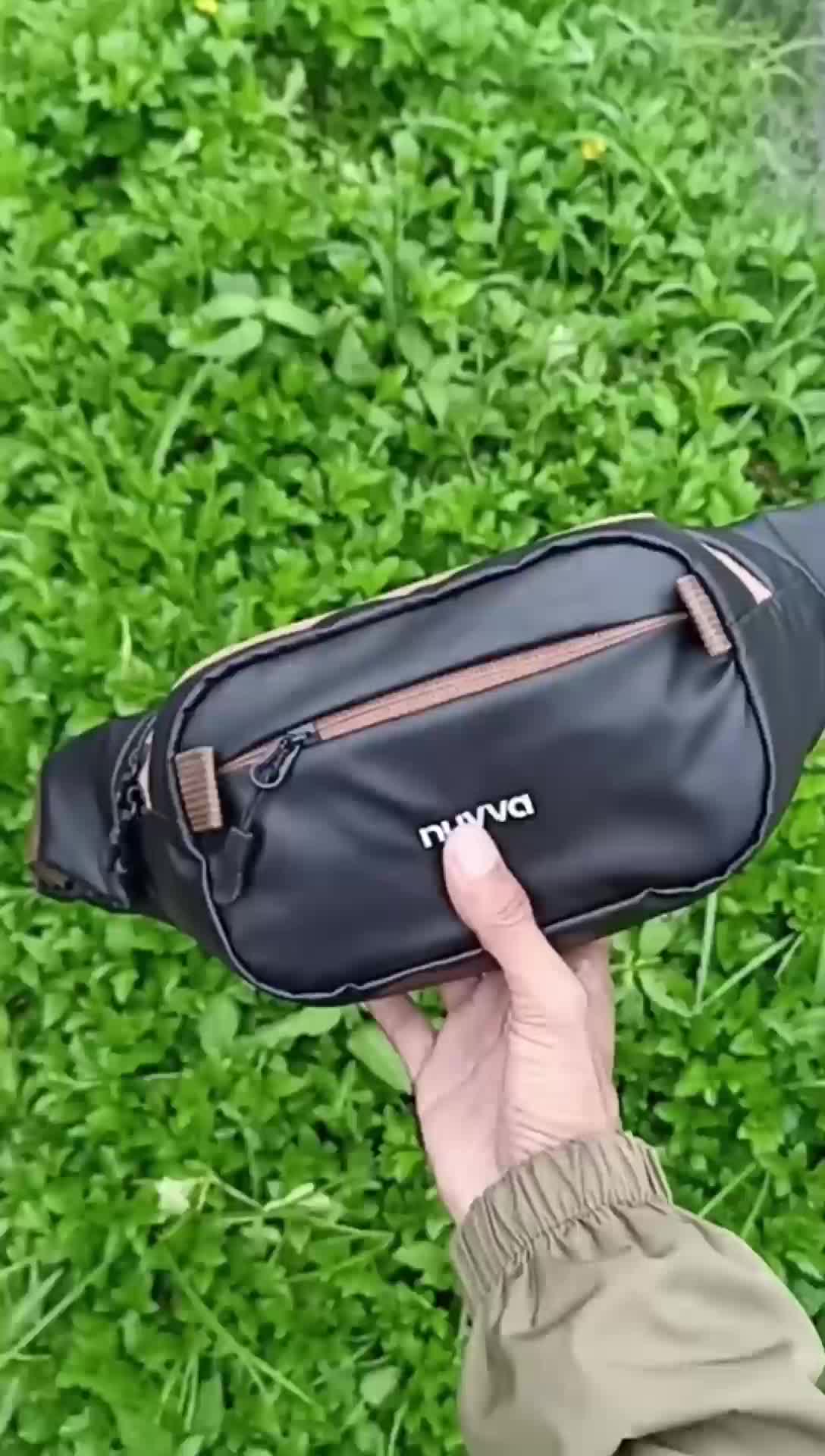 Tas Selempang Pria Anti Air Tas pinggang waistbag Waterproof  Slingbag Cowok Hitam