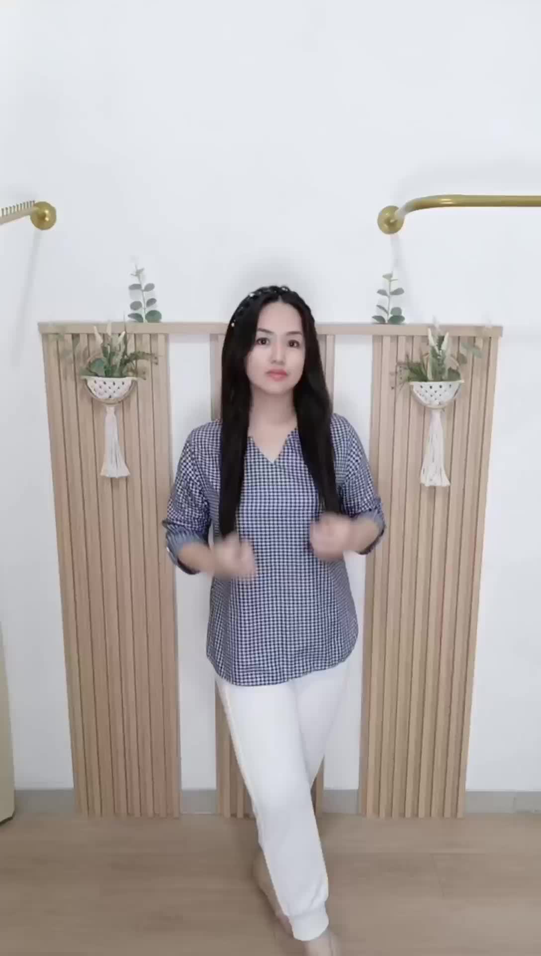 JJJ LYN - Blouse Nadine Atasan Wanita Motif Kotak Atasan Kerja Atasan Kasual
