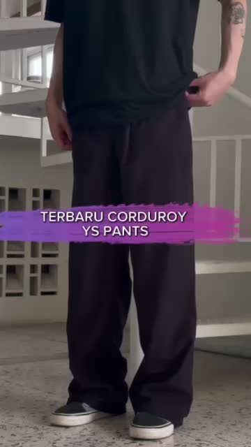 YS CELANA CORDUROY PANJANG PRIA WANITA HITAM LOSSE FIT SANTAI KULOT TREND FOMO KOREAN STYLE PREMIUM VINTAGE CASUAL