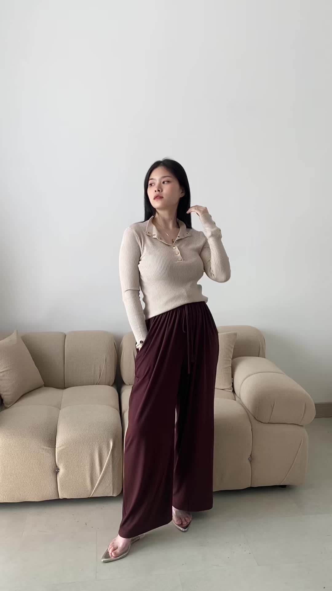 Pluffyschoice Luxia BODYFIT GOLD BUTTON Longsleeve Top Baju Bigsize Lengan Panjang Wanita Kancing Tangan Atasan Oversize Casual Sweater Knitwear