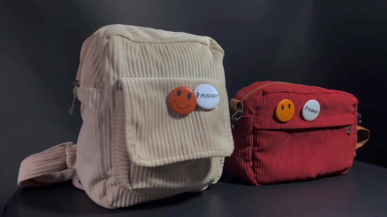 PUSHOP PAKET KOMBO HEMAT Tas Selempang Pria Wanita - BUY 1 GET 1 Tas Mini Ransel Corduroy VIDEL Dapat Slingbag MISKHA Casual Cowok Cewek Polos