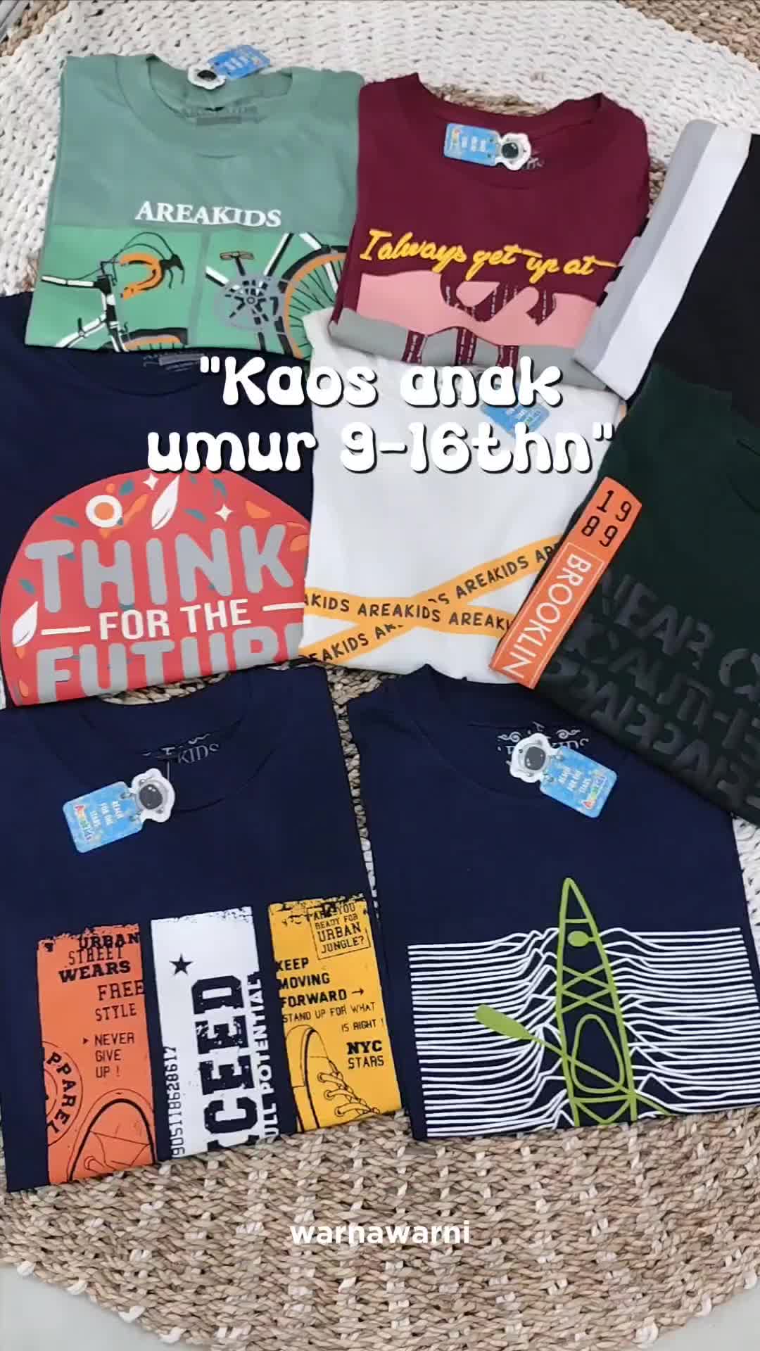KAOS ANAK TANGGUNG USIA 9-16 TAHUN  KAOS REMAJA Santai Katun Fashion Baju Crew Neck