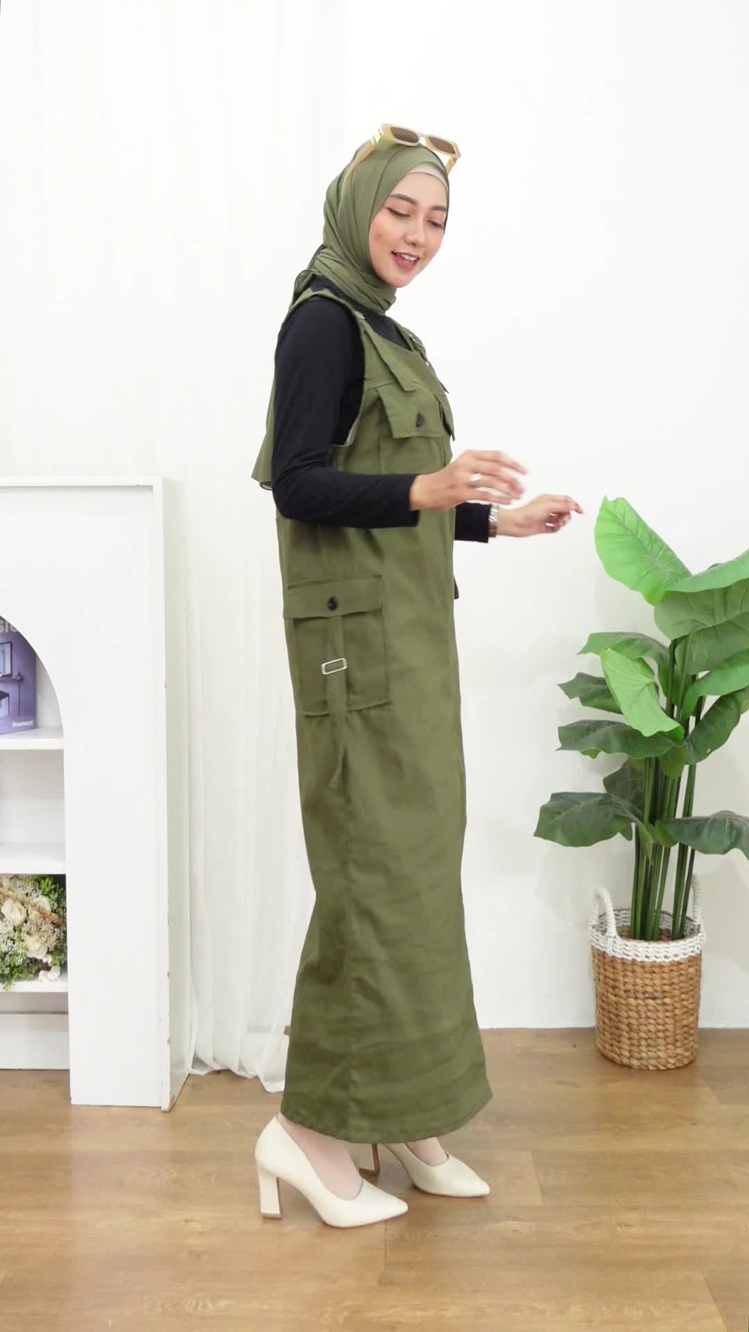 Inara Overall Cargo Katun Chinos Twill Street Polos Wanita Panjang Casual