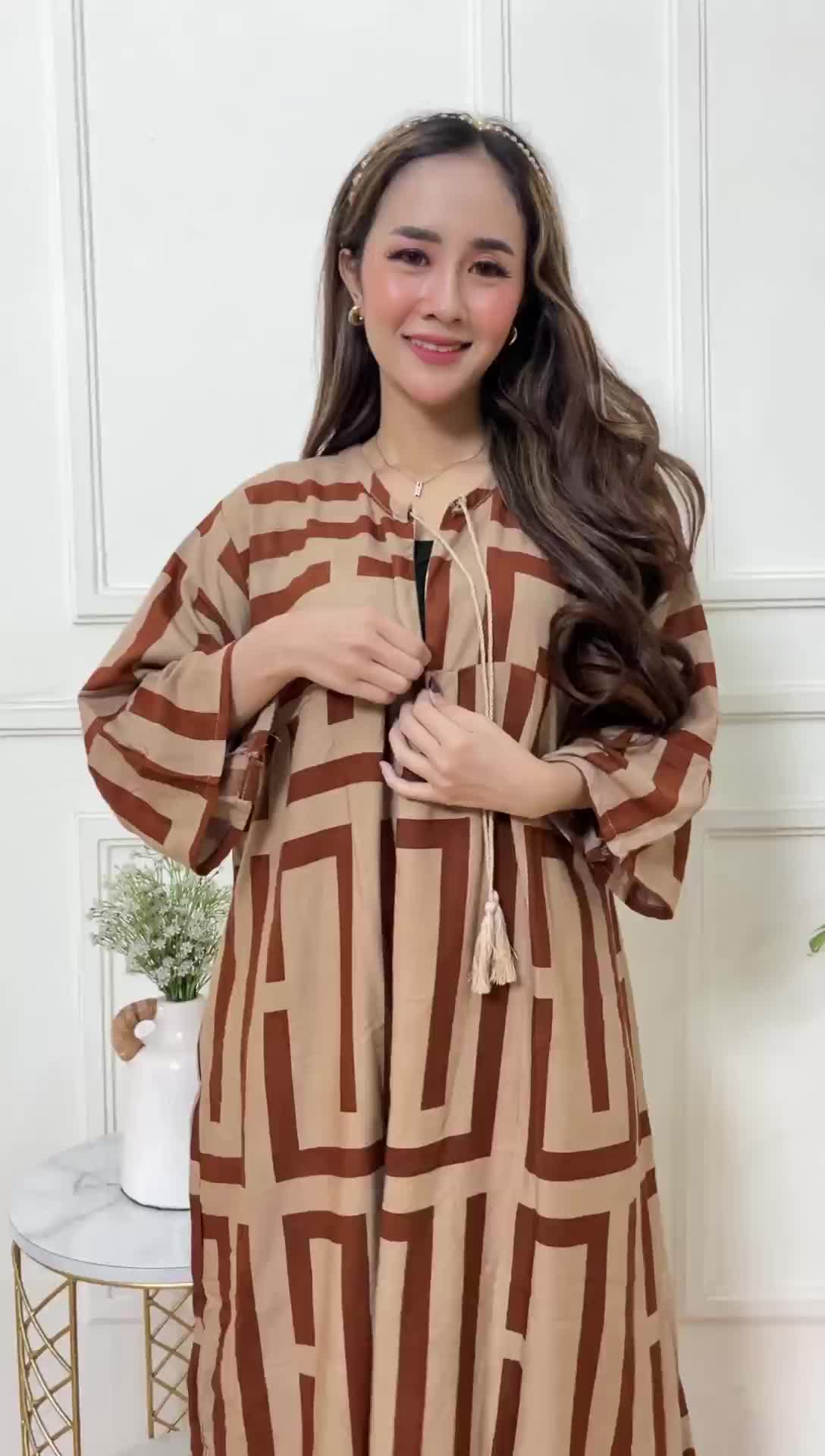 DRESS TASEL MOTIF KOTAK LD 115 PB 130 RAYON PREMIUM // BUSUI FRENDLY // GAMIS  VIRAL
