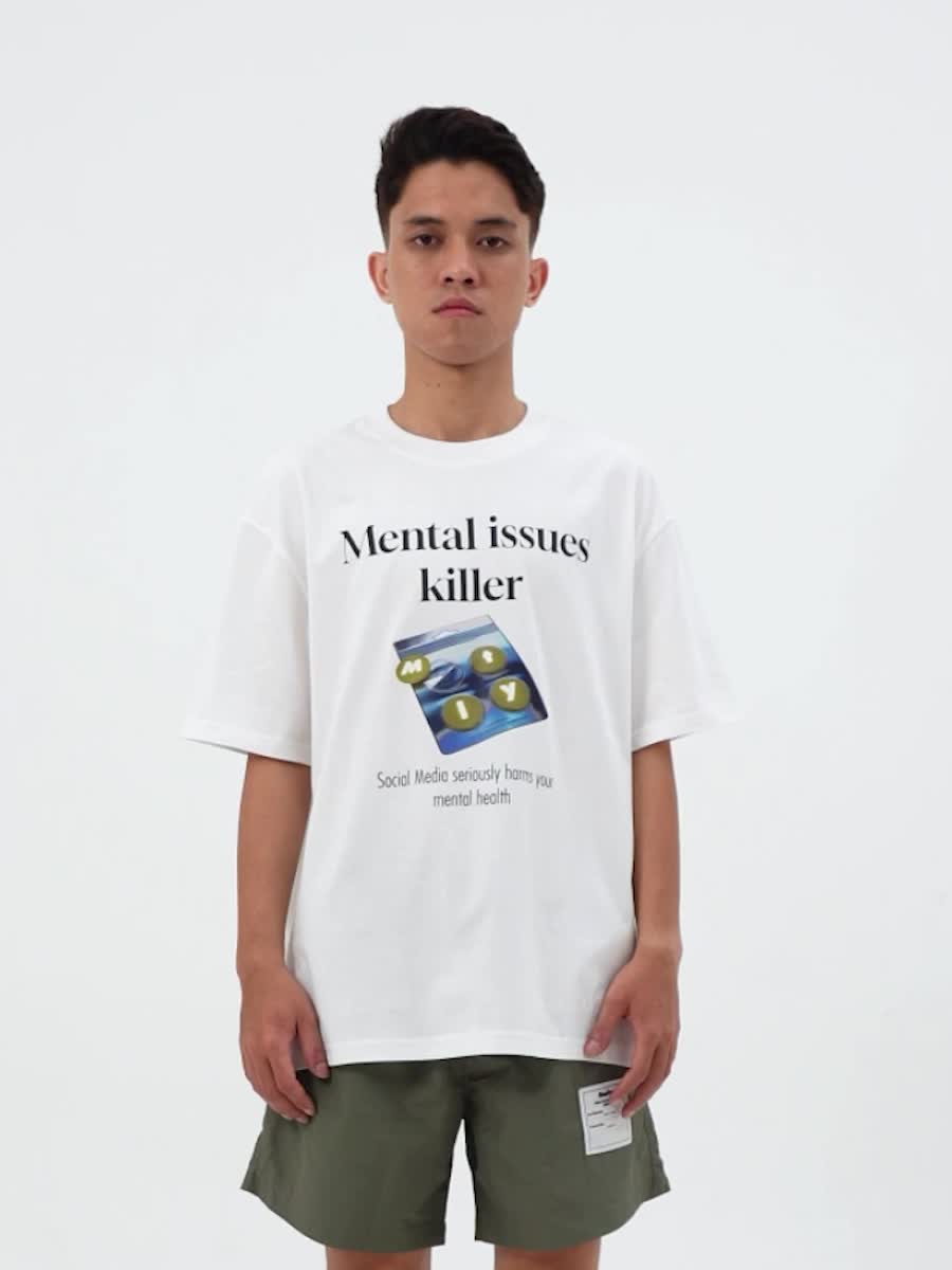 Moutley Kaos Lengan Pendek Oversized Mental Issue M250824