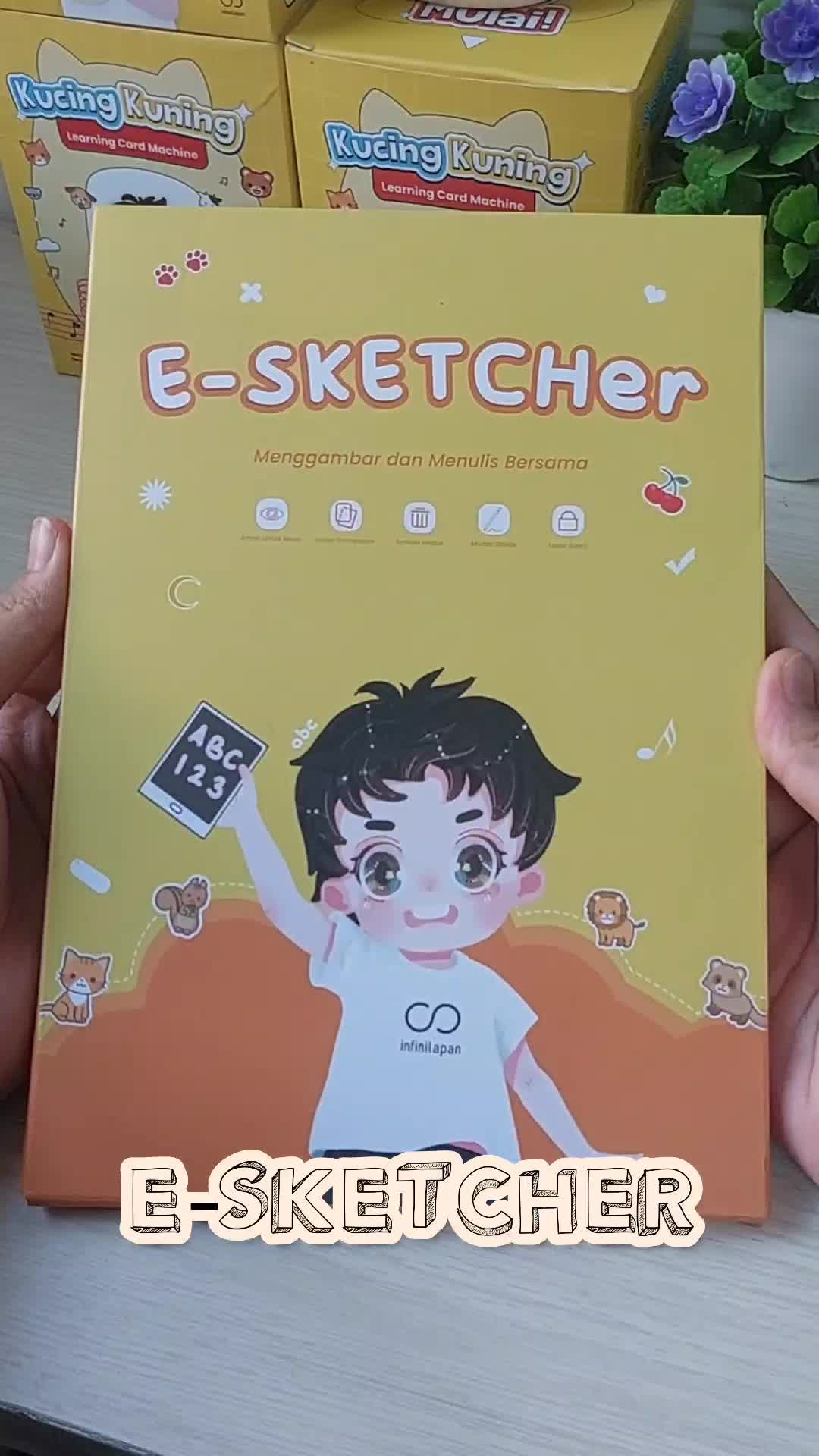 E-Sketcher Papan Gambar Cerdas + Kartu Panduan Menggambar | Drawing Writing Tablet 8.5 Inch Hapus Board Digital Pad Edukasi Pen Gambar | Papan Tulis Elektronik Anak | Tablet Gambar Digital i pet anak Lcd Learning Multicoloured ipet e  book Belajar Toy