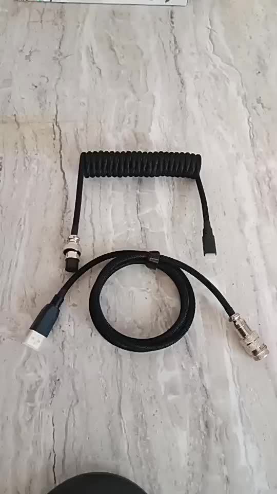 ZIFRIEND Braided Coiling Mechanical Keyboard Aviation Connector Type-C USB Spring Cable Computer Keyboard Mobile Phone General/White/Black/Purple/Red/Yellow/Blue/Colorful