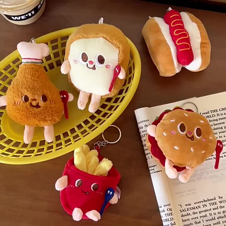 Gantungan Bertema Burger Kreatif Boneka Burger Gantungan, Hot Dog, Dan Kentang Goreng Kreatif Lucu Gantungan Kunci Dolls Hadiah Gantungan Kunci Boneka Makanan Lucu Desain 3d Realistis Hadiah Kreatif Keychain