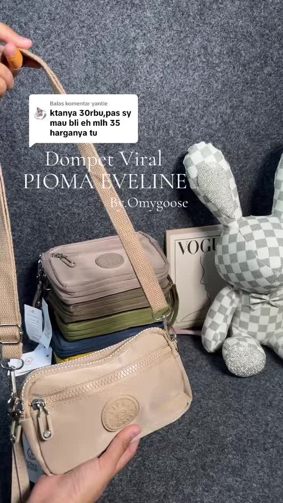 OMYGOOSE Pioma Eveline Dompet Wanita 4 Resleting Muat Hp Bisa Model Selempang Nylon