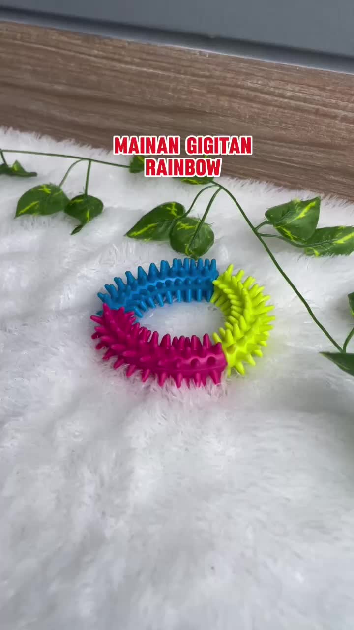Mainan Gigitan Bundar Warna Rainbow - Mainan Hewan Anjing Kucing Karet Tahan Gigit - Rubber Ring Mainan Gigit Pet Anjing Kucing - Dog Toy Rainbow - Perlengkapan Bermain Anjing - Mainan Kunyah Karet Rubber Chew Toys