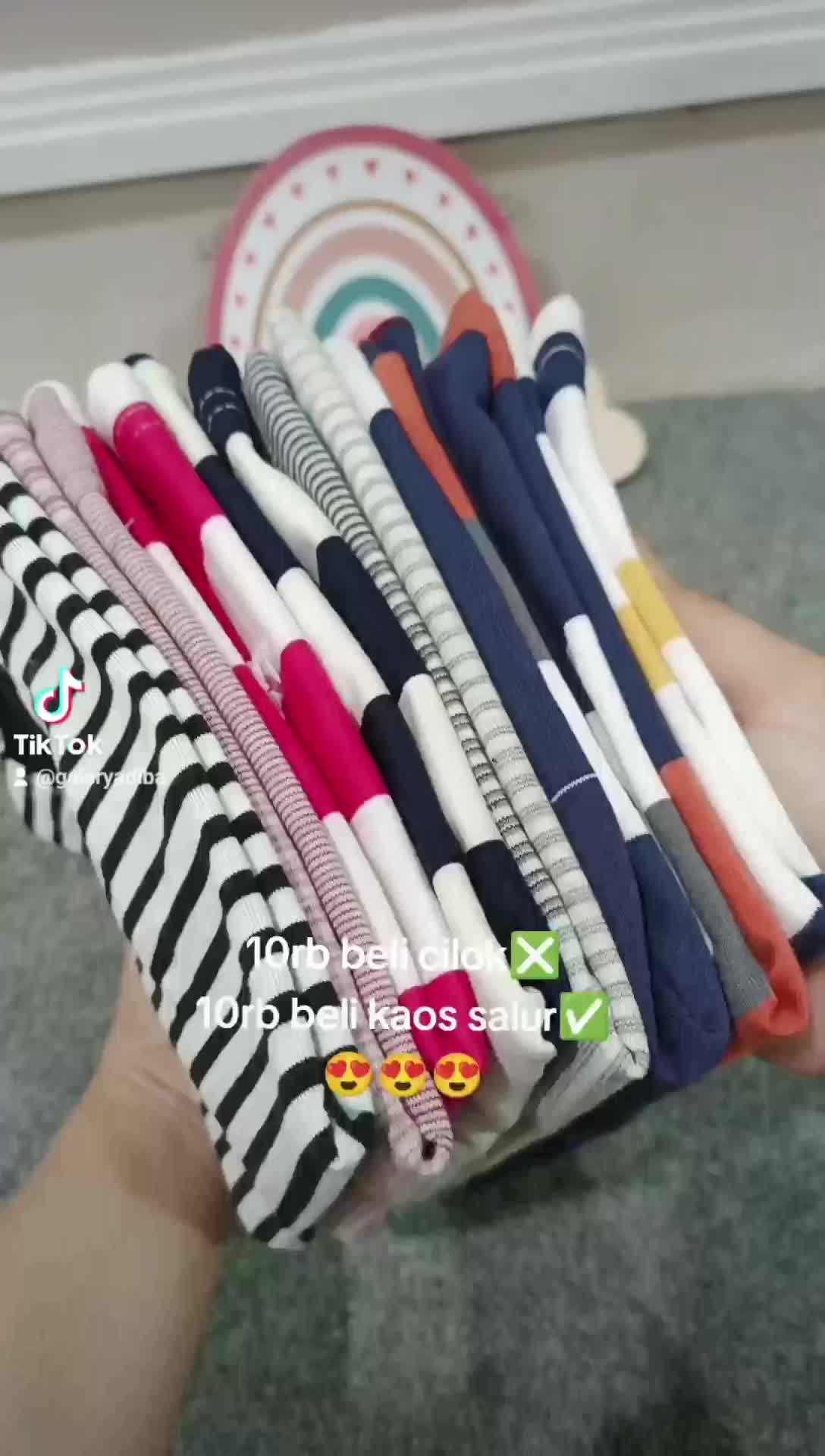 Baju Anak Kaos Salur 3 Pcs Ukuran XS S M L XL