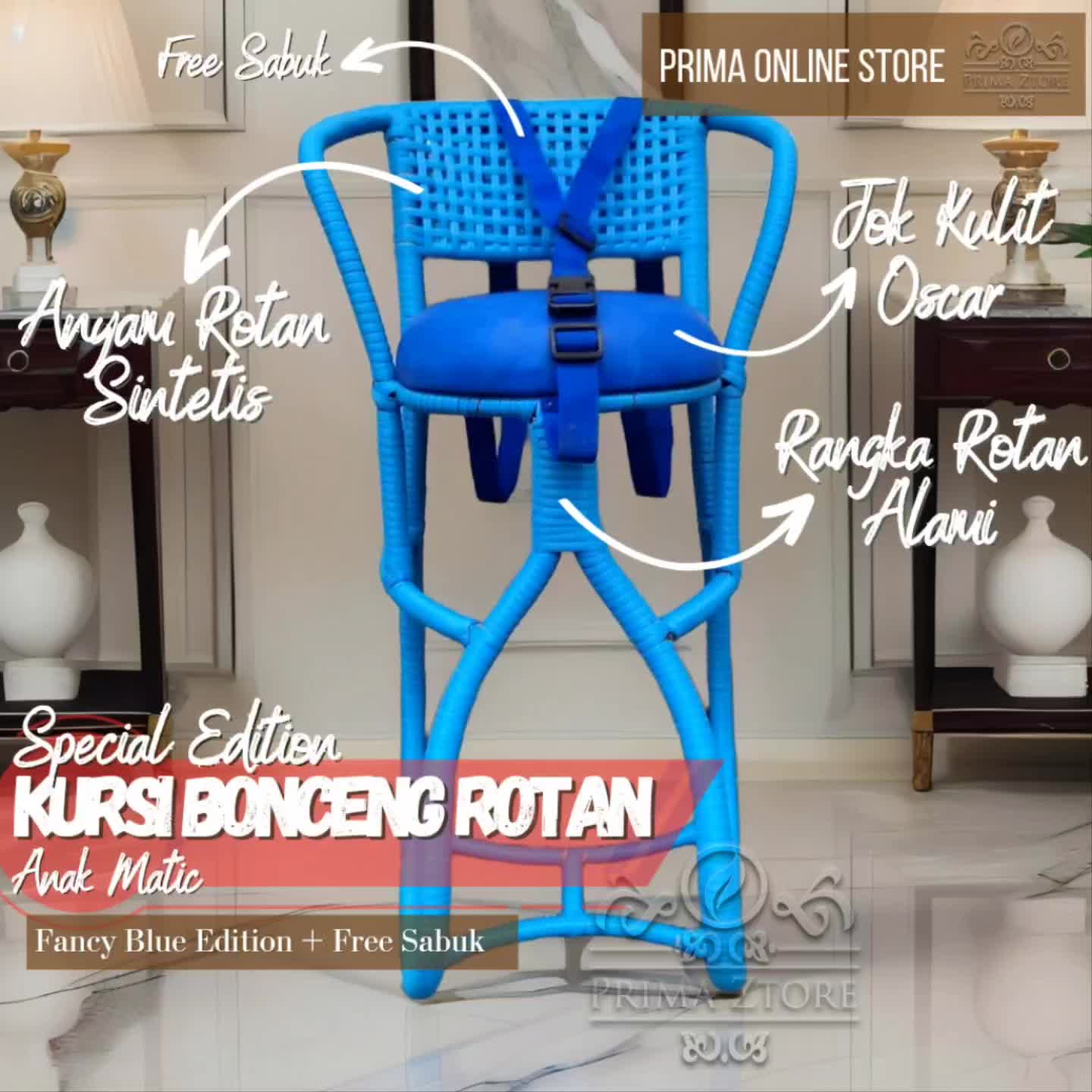 Kursi Boncengan Anak Rotan Asli Full Anyam Sintetik Plus Sabuk Jok Motor Matic Bangku Rotan / Tempat Duduk Bayi Balita - Boncengan KOMBINASI EDITION