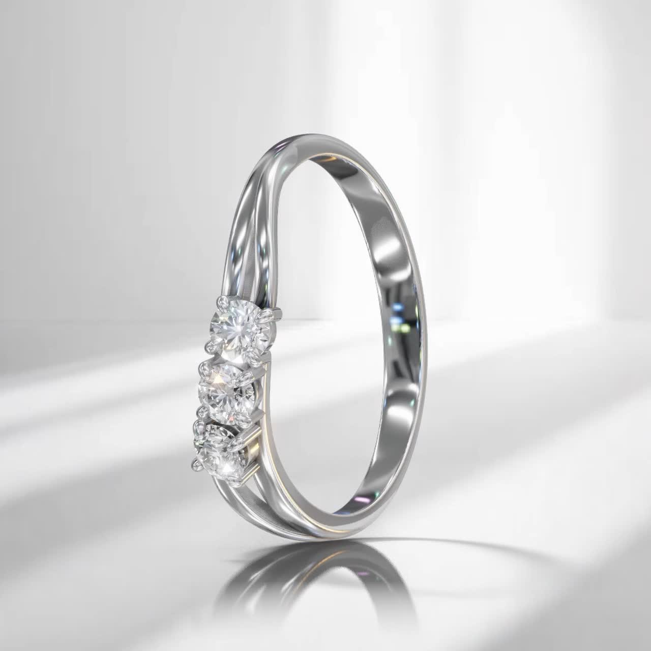 Triloka Silver Ring - Clear Cubic Zirconia