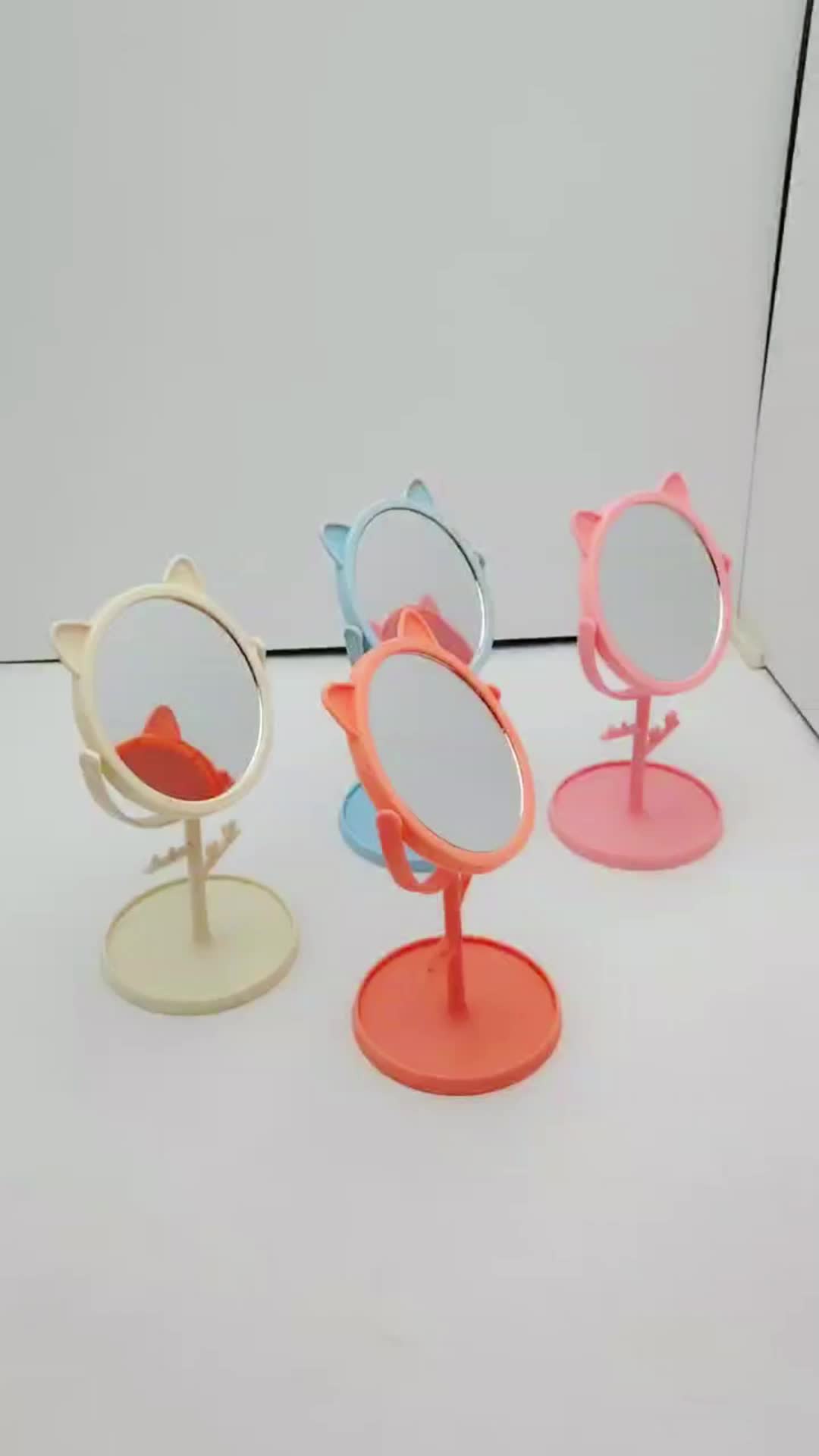[COD] OFM K194 Cermin Motif Telinga Kucing Cute Standing Mirror Rotating
