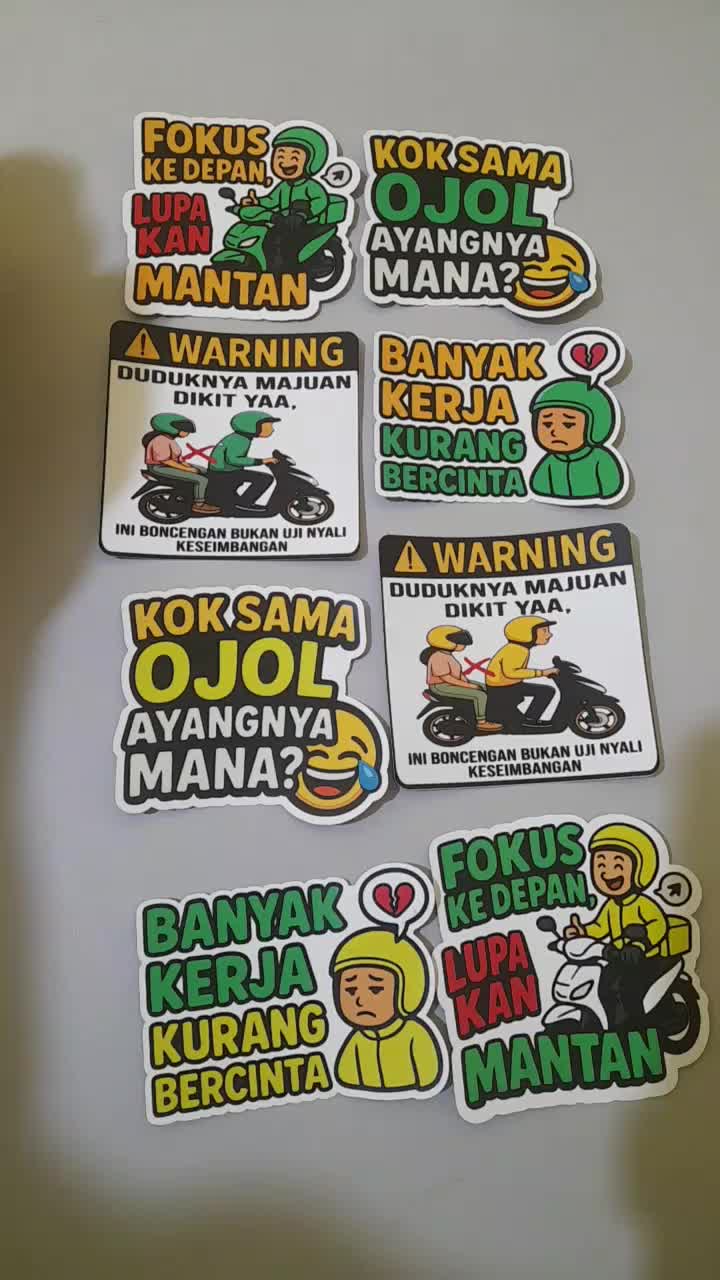 PAKET STIKER STICKER OJOL OJEK ONLINE DRIVER ONLINE LUCU UNIK TAHAN AIR COCOK DIPASANG DI HELM DAN SPAKBOR DESAIN Motorcycle Paper Stationery VERSI 2