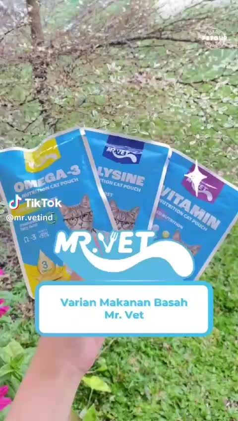 Mr. Vet - Makanan Kucing Basah Mr Vet Pouch 70g Prebioteik Omega-3 L-Lysine