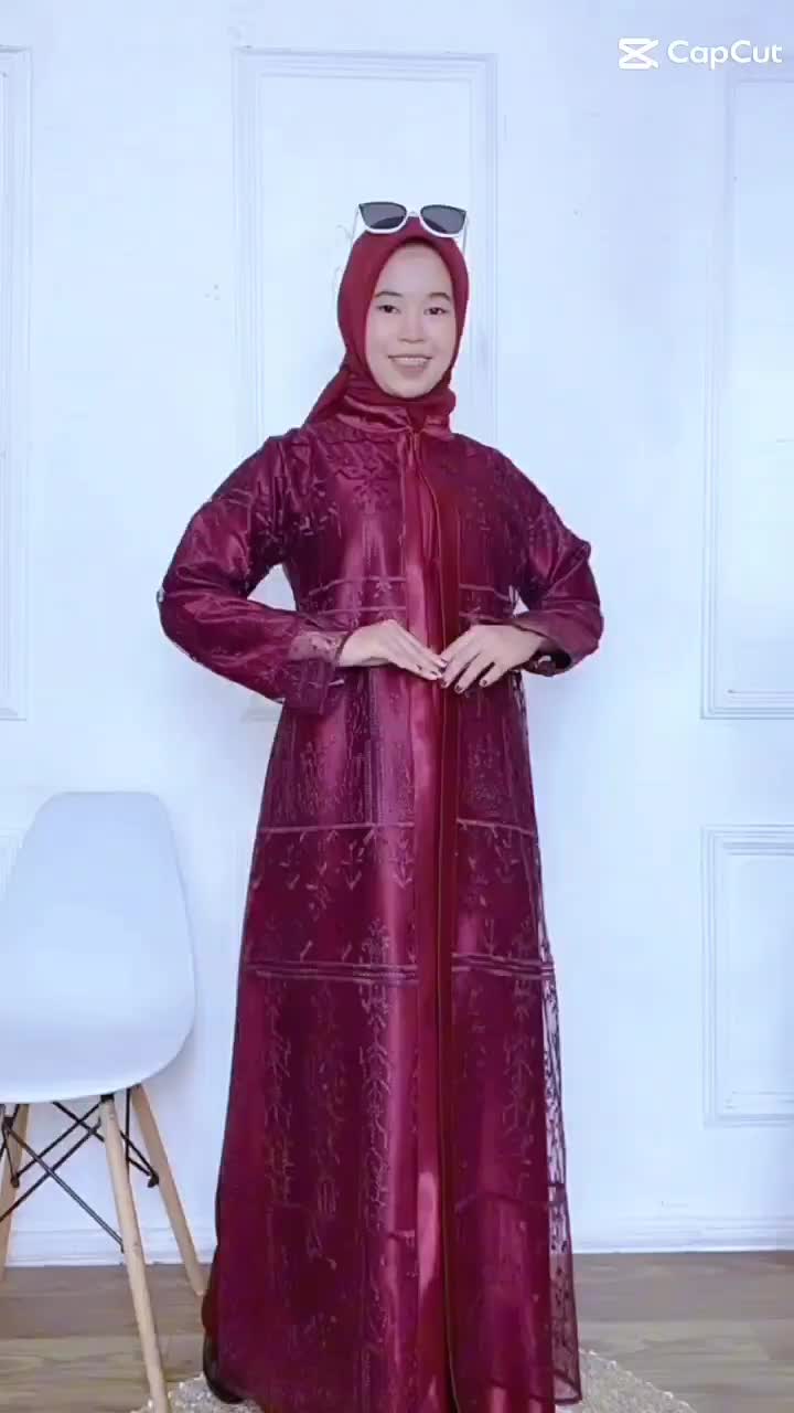 Gamis Satin Kristal Mix Brukat Tile Premium - Dress wanita muslim wudhu friendly - Gamis Elegant bisa dicuci dengan Mesin Gaun Pesta Ibu Remaja Variasi Kain Nyaman Kerah Mewah