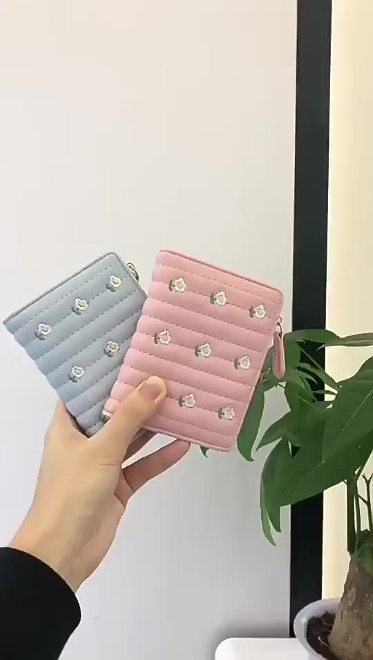 Dompet motif Bunga kecil lucu Dompet Wanita Kecil Bahan Kulit PU Leather Premium