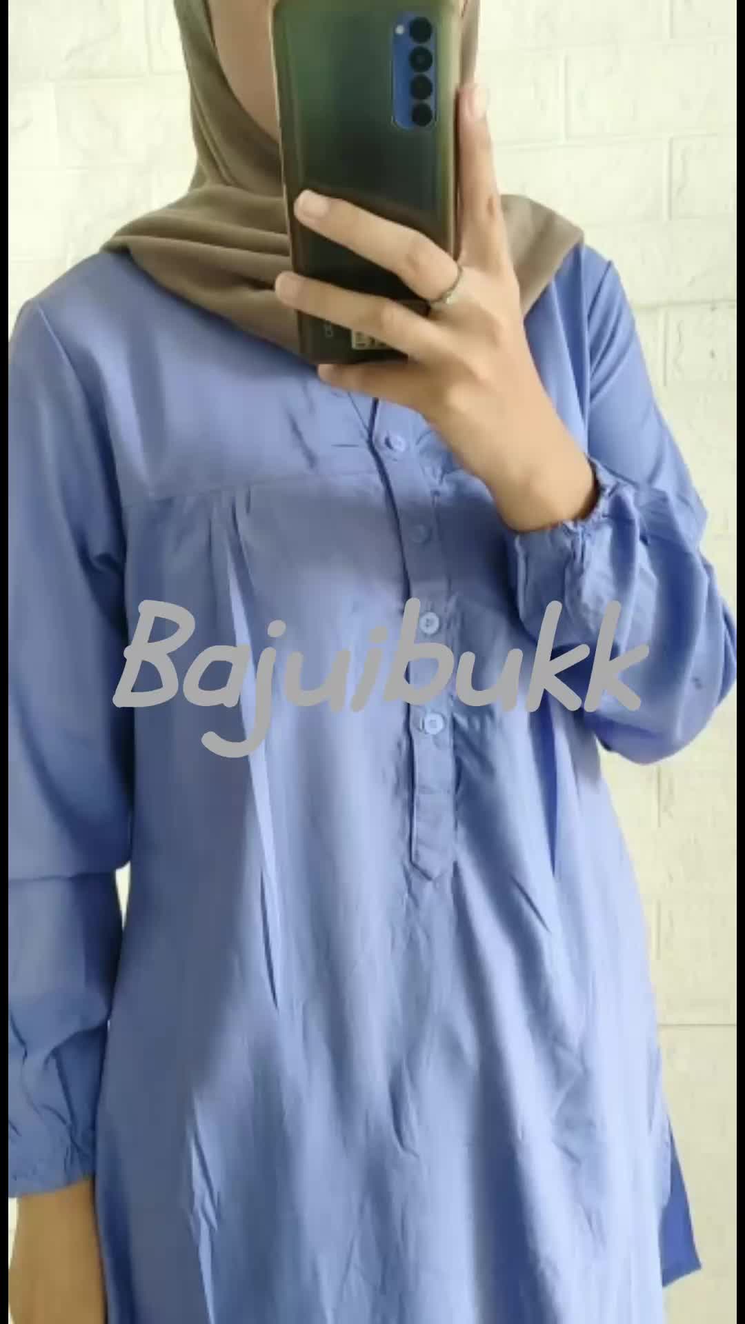 Tunik muslim polos katun viscose jumbo ungu lylac lavender violet lengan karet Panjang Nyaman
