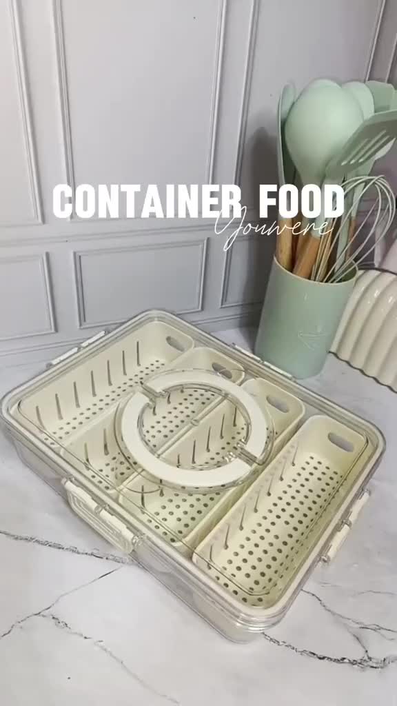 WORLDHOME - Wadah Makanan Kulkas Putih Food Container Kotak Makan Serbaguna Tempat Makanan Food Storage