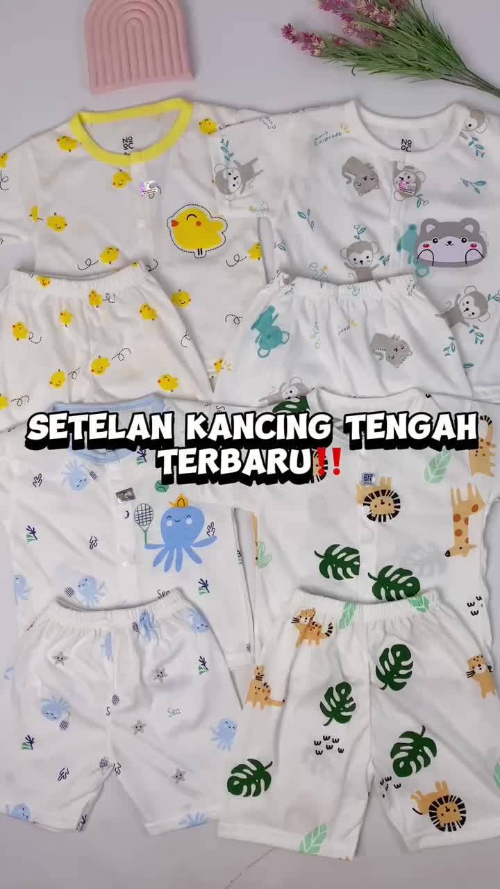 10.10 Nooc Set Overall Bayi Laki-Laki | Setelan Pendek Anak Kancing Tengah Bayi Laki-laki Perempuan Bahan Cottton Anak-Anak Parsel