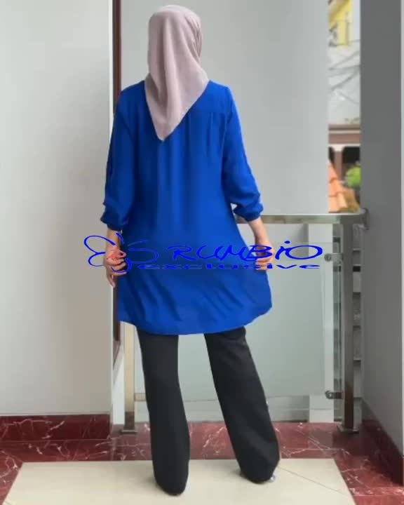 Rumbio Exclusive Atasan Tunik Lengan Panjang Bahan Katun Rayon Premium Warna Hijau Sage Maroon Abu Muda Ungu Millo Biru Elektrik Abu Tua Mustard Army Dusty Green Muslim Wanita