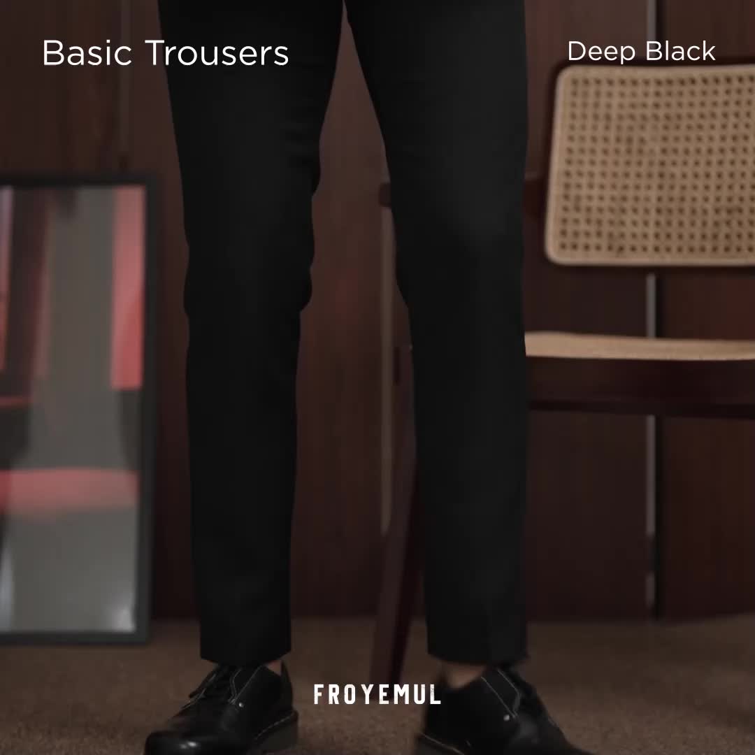 FROYEMUL - DEEP BLACK TROUSERS | Celana Bahan Formal Pria Slim Fit