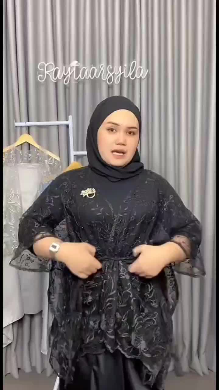Setelan kebaya modern tille outer pita cantik mix satin brukat kondangan wisuda bridesmaid