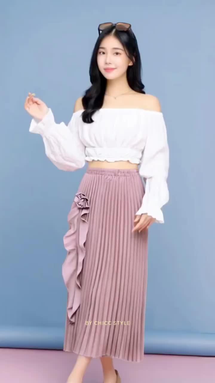 CHICC Rok Panjang Plisket / Pleated Skirt Woolpeach / Kembang Wallpeach Casual Wanita