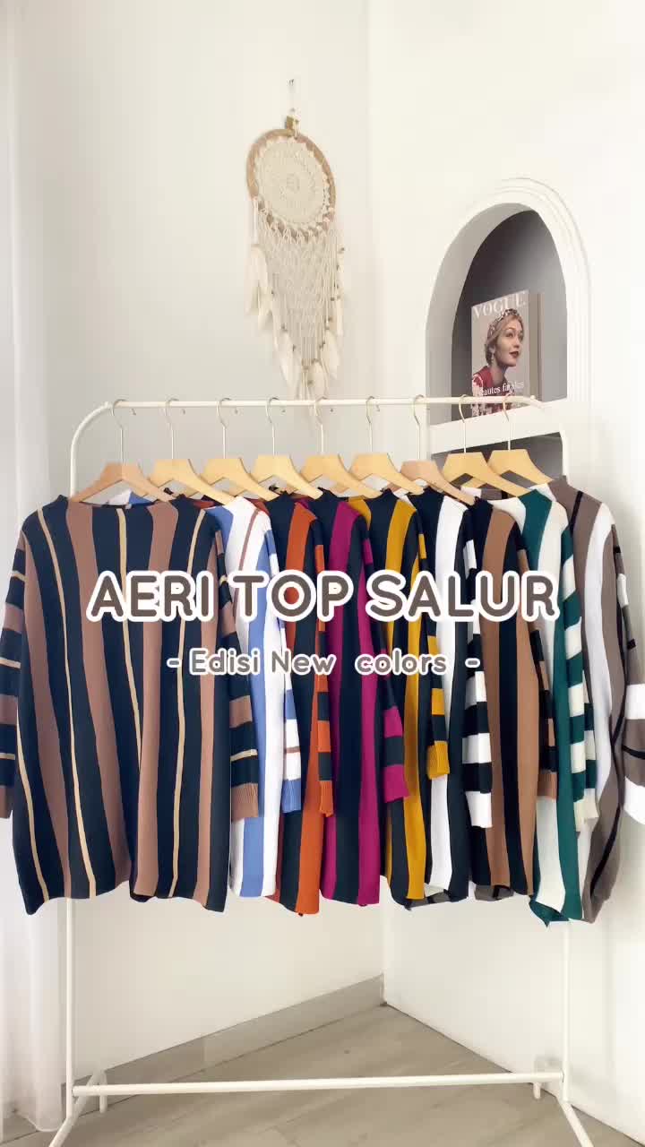 AERI TOP SALUR - FLOTTILICIOUS / blouse jumbo / oversize / big size / atasan knit rajut / korean style / fashion outfit / ootd hijab Knitwear Wanita Baju Panjang Crop Outer