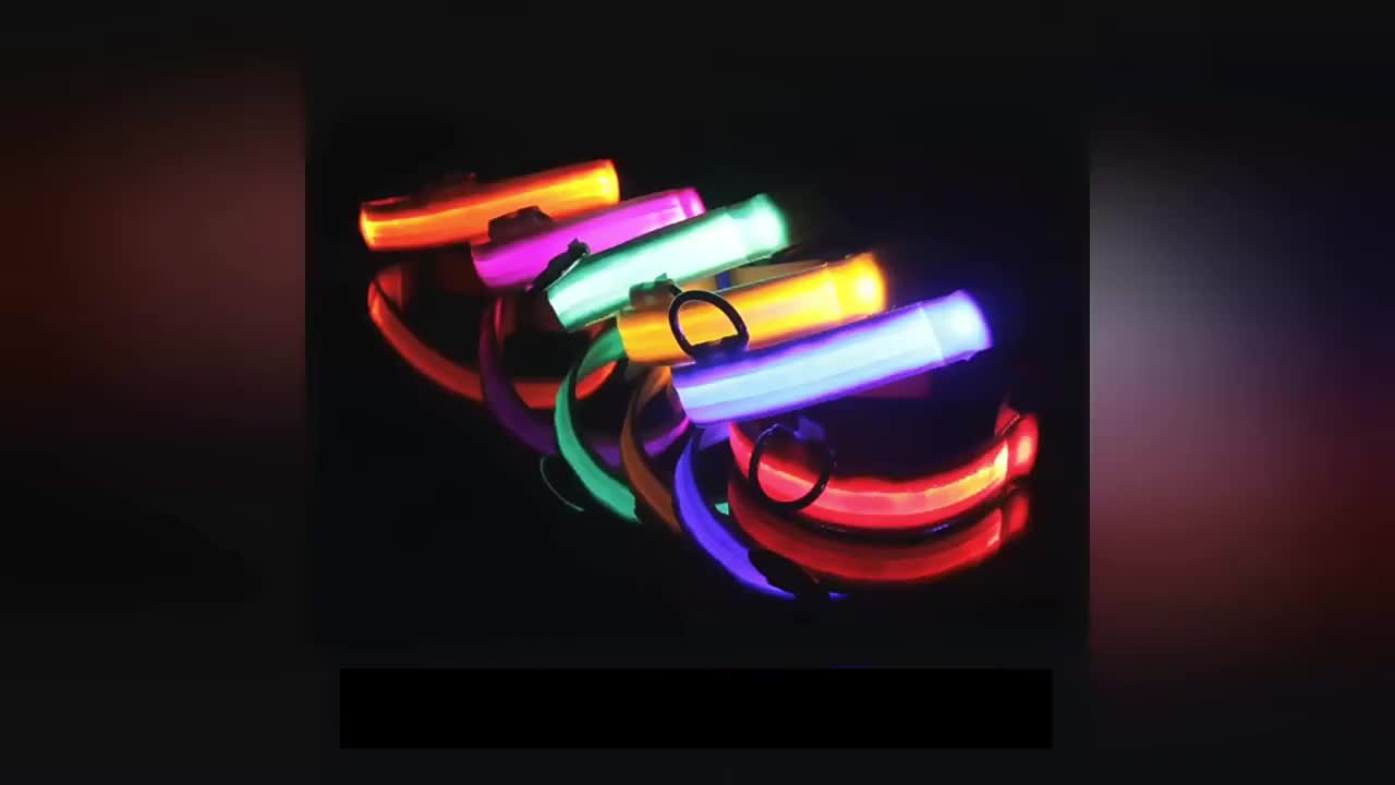 KKH-0023 LED Pet Collar - kalung anjing kucing lampu LED nyala Kalung Anjing Tahan Air Berkedip Lampu LED Menyala Malam Hari Kalung Anjing Nilon Keselamatan Hewan Peliharaan LED dengan Baterai Flashing Waterproof Dog Collar Led Lights Up Night Safety Nylo