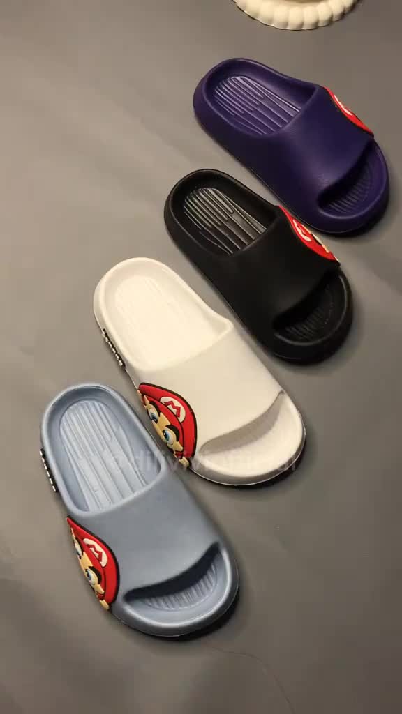 Sandal Slop Anak Laki-Laki Super Mario Keren Slip On Cloos Size 24-35 Bahan Eva Ringan Empuk
