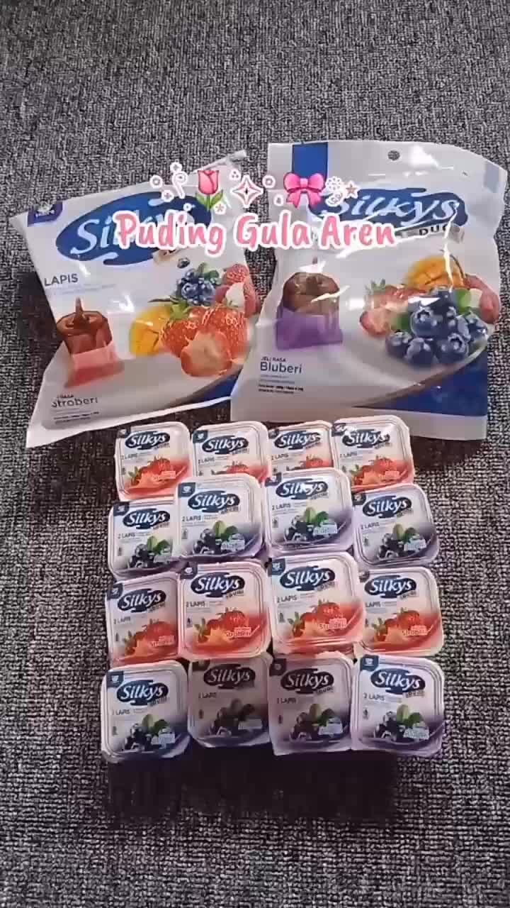 40pcs (4pack)  Jelly Silkys Duo Puding 2 Lapis Aneka Rasa dan Gula Aren Dikirimkan Mix Rasa Jeli Pudding Food Makanan