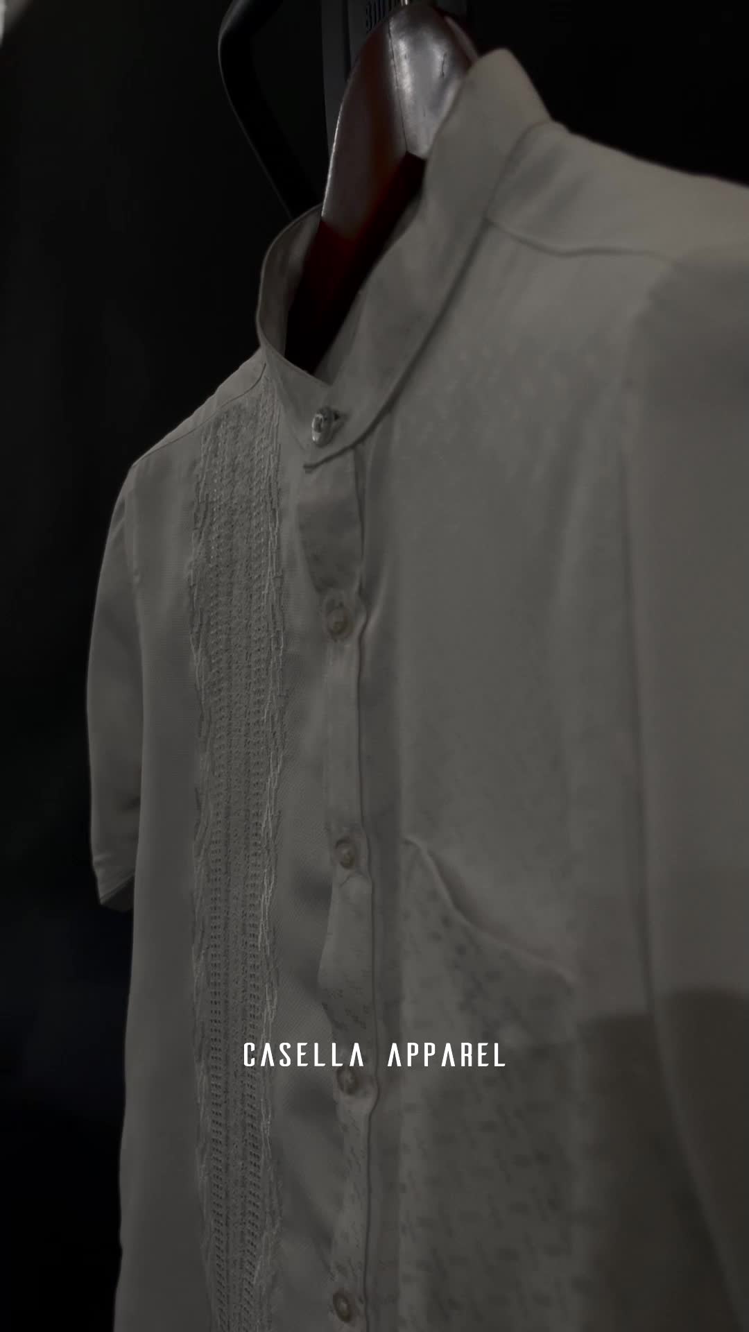 Casella Baju Koko Pria Dewasa Lengan Pendek Arabesque Embroidery White Design | Baju Koko Putih