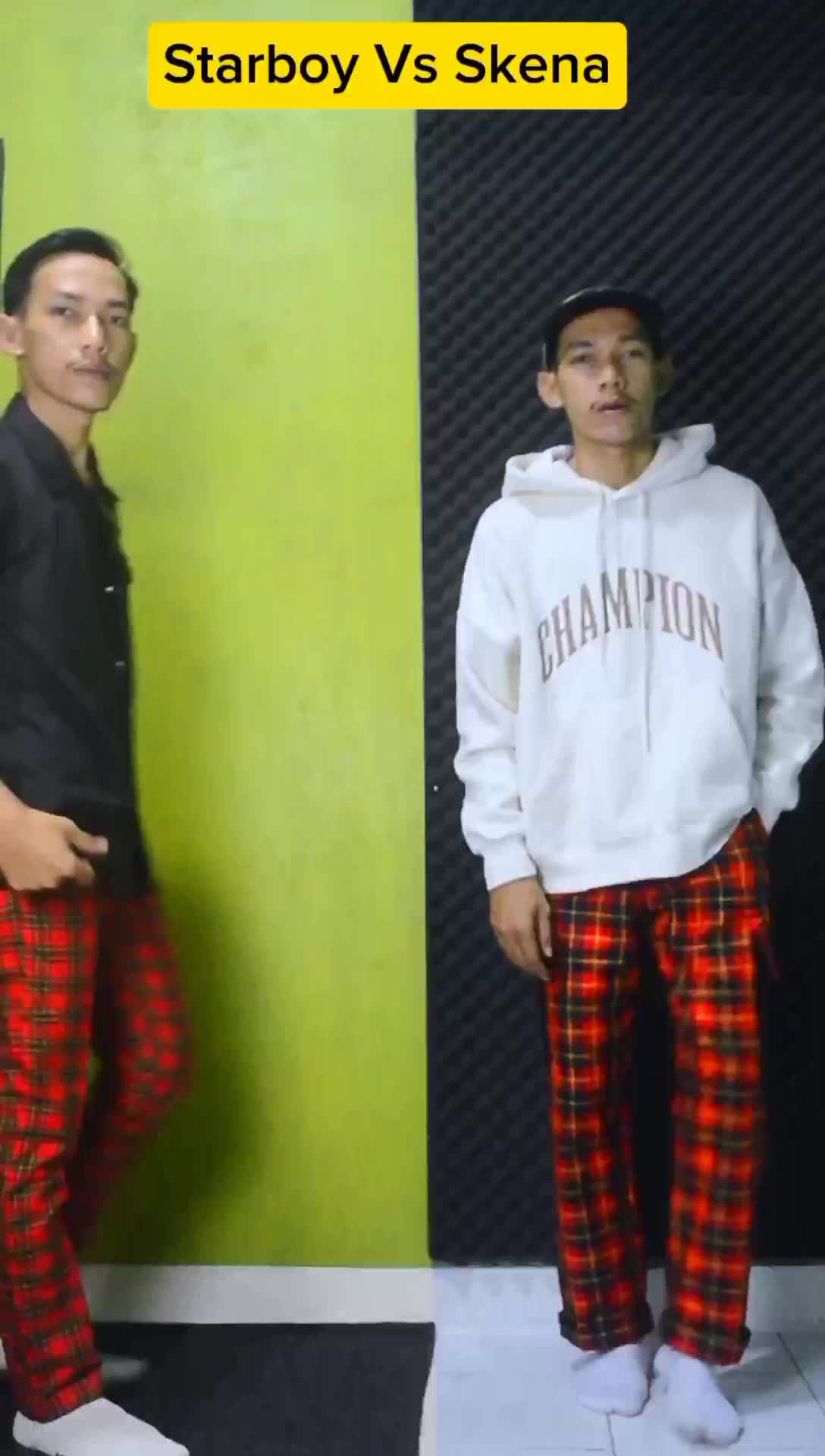 Celana Panjang Tartan Red Slim-fitting Pria