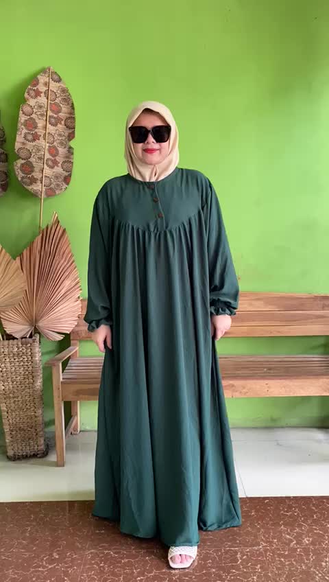 Hanaya Gamis Super Jumbo Mewah LD 160 140 Kancing Atas Busui Syari Muslim Elegan Anti Kusut Airflow Crinkle Dress Kantong