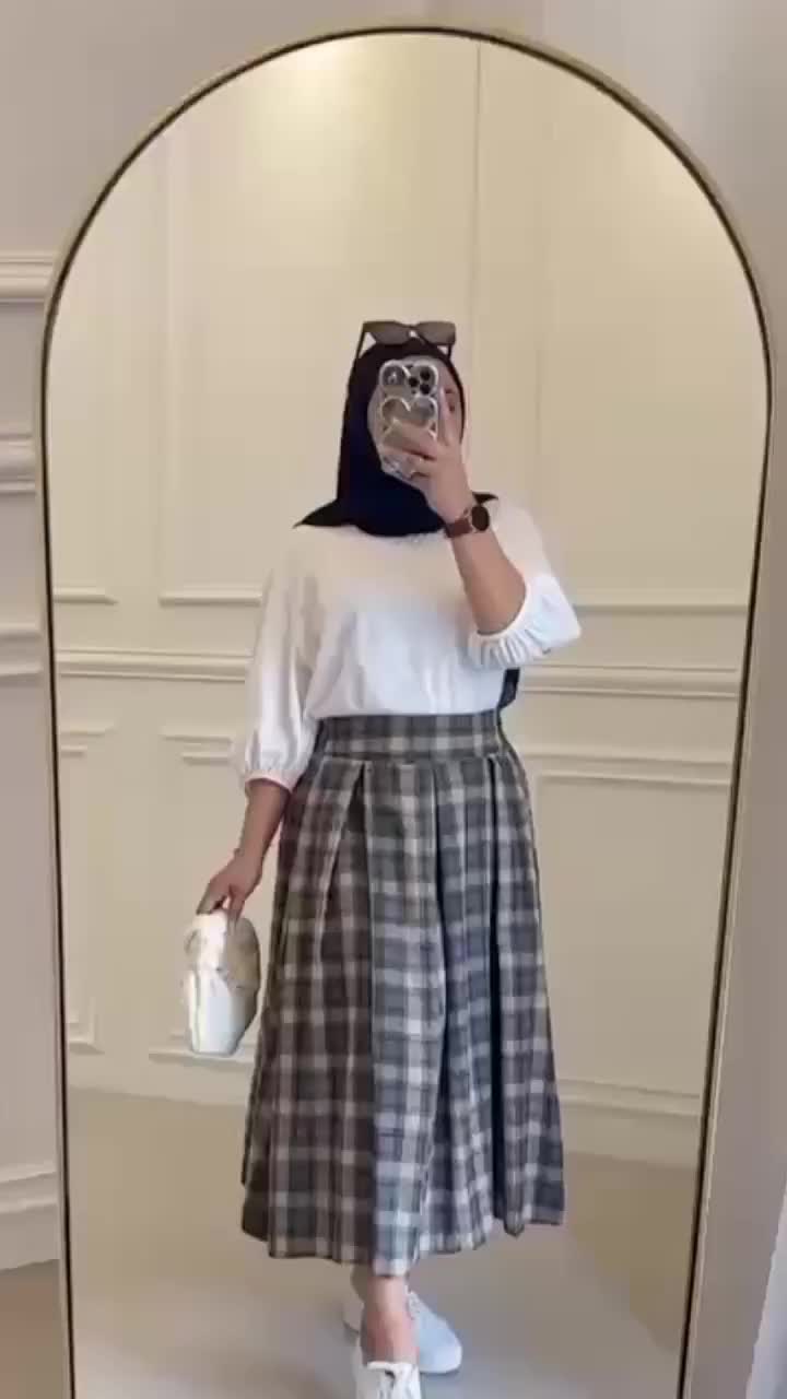 NEW ROK MIDI FLANEL KOTAK WANITA KOREAN STYLE