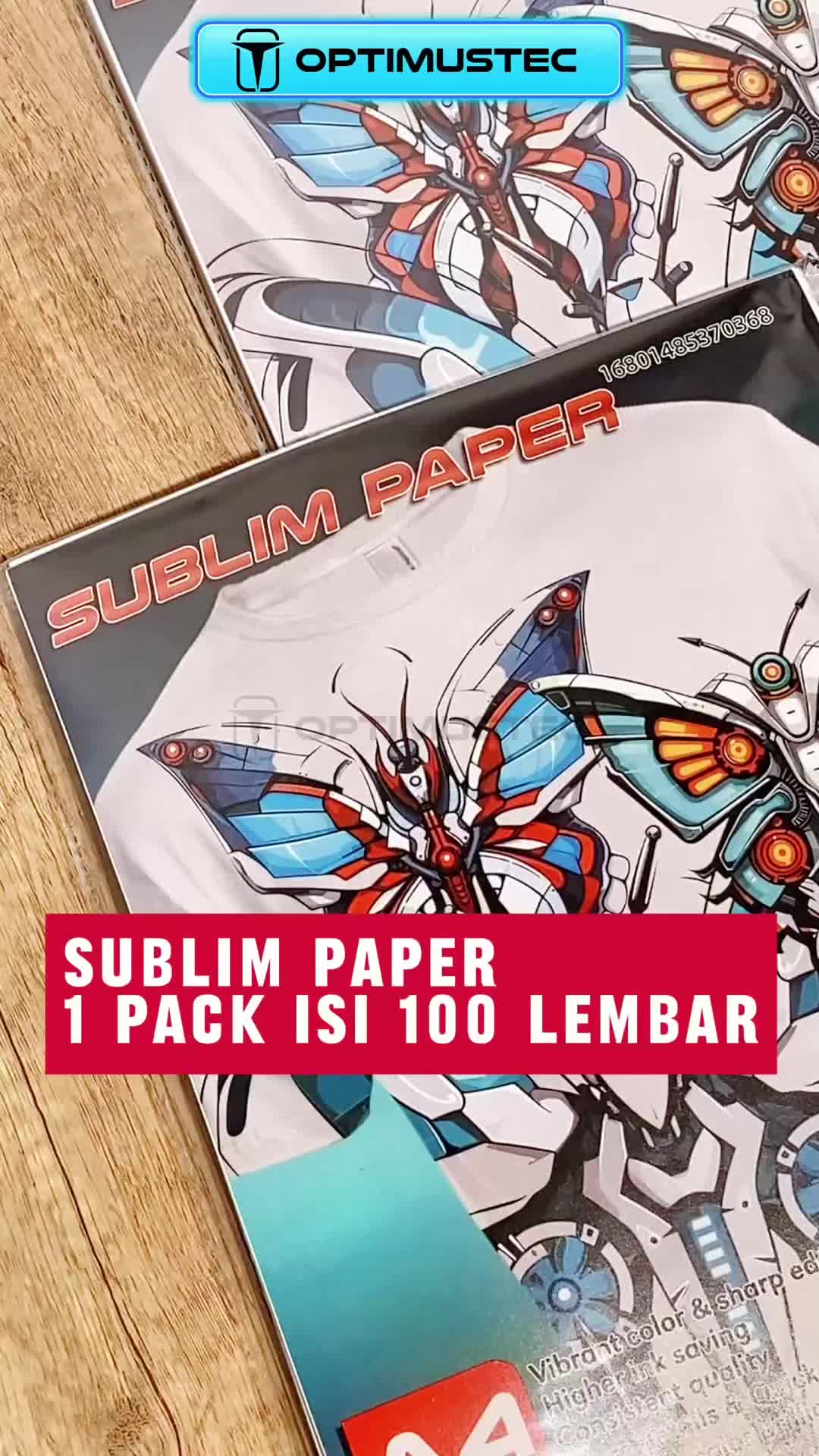OPTIMUSTEC Kertas Sablon Sublim Transfer Paper isi 100 Lembar A4 / LEGAL F4+ / A3 110 Gsm - Grakitec Sublim Paper